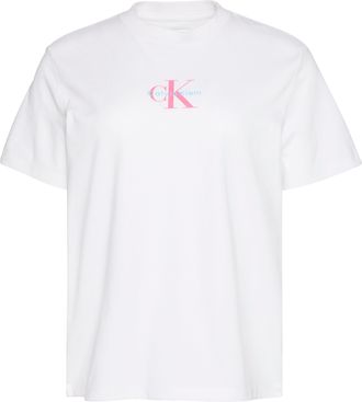 Calvin Klein Jeans Kurzarmshirt CALVIN KLEIN JEANS SS 20s CLASSIC LOGO TEE, Damen, Gr. XXL (46), hellwei&szlig;, Single Jersey, Obermaterial: 100% Baumwolle, regular fit norma
