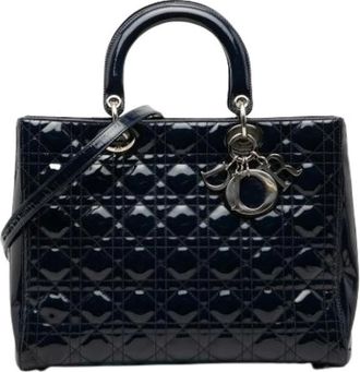 Dior Pre-owned Handbags, female, Blue, Size: ONE SIZE Pre-owned Leather Handbag