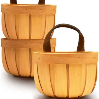 OEM Peque&ntilde;a Cesta Decorativa Semicircular De Almacenamiento, Elaborada Con Virutas De Madera Natural Trenzadas A Mano, Con Un Dise&ntilde;o Colgante &Uacute;nico, Ideal