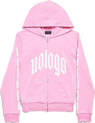 Balenciaga (WMNS) Balenciaga Nologo Zip-up Hoodie Small Fit Light Pink White 788243TQVK55708