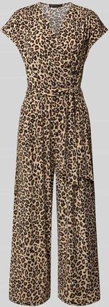 Betty Barclay Jumpsuit mit V-Ausschnitt und Bindegürtel in Sand, Größe 46