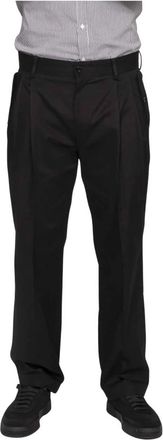 Dolce & Gabbana Pantalone - Heren - Nette broeken - Zwart - XL - Leer - Broeken