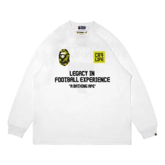 A Bathing Ape x Cristiano Ronaldo CR7 Life Multi Logo Poly Relaxed Fit Jersey White 0ZXLTM905111PWHX