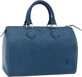 Louis Vuitton Speedy Handbag Epi Leather Blue Leather Handbag (Pre-Owned)