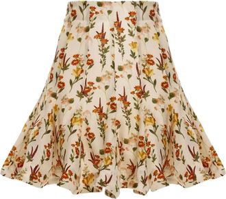 Agua Bendita Bloemen Linnen Mini Rok - Dames - Korte rokken - Veelkleurig - XS - Linnen - Rokken