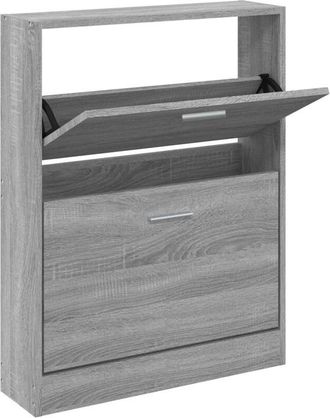 vidaXL Shoe Cabinet Grey Sonoma 59x17x81 cm Engineered Wood vidaXL