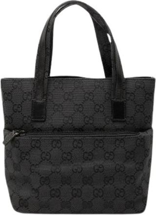 Gucci Pre-owned Canvas Tote Bag - Dames - Vintage Shopper - Zwart - ONE Size - Leer - Vintage