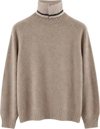 Brunello Cucinelli Turtleneck Trui - Dames - Coltruien - Beige - S - Truien & Vesten