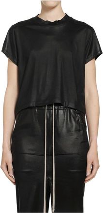 Rick Owens Cropped Small Level T - Dames - T-shirts - Zwart - M - Nylon - Tops