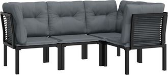 vidaXL Set De Muebles De Jard&iacute;n 4 Piezas Rat&aacute;n Sint&eacute;tico Negro Y Gris Vidaxl