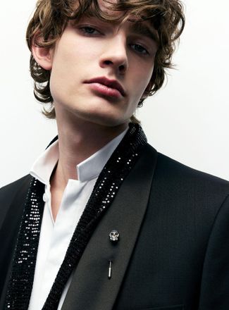 Le 31 Mens Officer-collar white shirt Modern fit