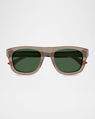 Gucci Mens New Pop Web 52mm Square Acetate Sunglasses