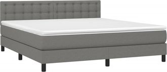 vidaXL Cama Box Spring Con Colch&oacute;n Tela Gris Oscuro 180x200 Cm Vidaxl