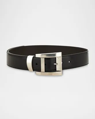 Versace Jeans Couture Men & apos;s Oversized-Buckle Leather Belt