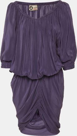 Lanvin Purple Silk Ruched Midi Dress