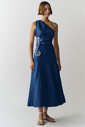 Farm Rio Linen Seahorse Maxi Dress
