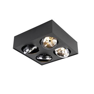 QAZQA Moderno Foco De Dise&ntilde;o Negro Cuadrado 4 Luces - Kaya Aluminio /acero Rectangular Adecuado Para Led Max. 4 X 3 Watt - Qazqa