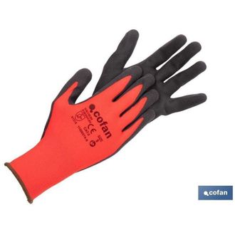 cofan Guantes Impregnados De Nitrilo Modelo Sandy Coating Color Rojo Y Negro En Packs De 12 Pares Cofan 7