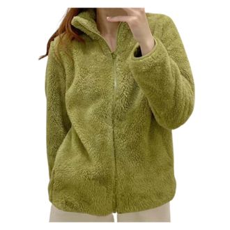 Generic fleece jacket women full zip womens cropped floral quilted jacket Fleece Winter Jackets for Women UK Warm Soft Fluffy Coats Causal Solid Color Long Sl
