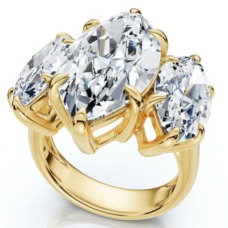 Pompeii3 Certified 10Ct Marquise Diamond Engagement Ring 3-Stone 14k Gold or Pt Lab Grown