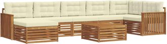 vidaXL Conjunto De Sof&aacute;s De Exterior 8 Uds. Natural Y Crema Vidaxl