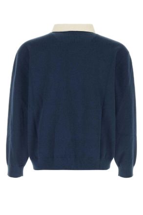 Autry Mens Blue Knit Oversize Polo Shirt Cottonblue Exterior: Cotton Polyester Maglie