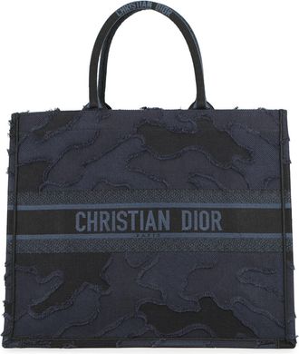 Dior Black Navy Canvas Handbag Tote Bag (Pre-Owned)
