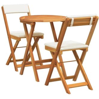 vidaXL Juego Bistro De Jard&iacute;n 3 Pcs Marr&oacute;n Madera Maciza De Acacia Vidaxl