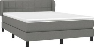vidaXL Cama Box Spring Con Colch&oacute;n Tela Gris Oscuro 140x200 Cm Vidaxl