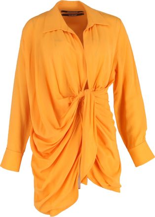 Jacquemus Pre-owned Womens Bahia Draped Mini Wrap Dress in Orange Viscose - Size EU 38 (Womens)