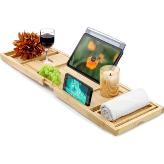 MegaChef Expandable Wood Bath Tray in Bamboo at Nordstrom