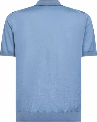 Prada Mens Aviator Blue Superfine Wool Polo Shirt Virgin T-shirts And Polos