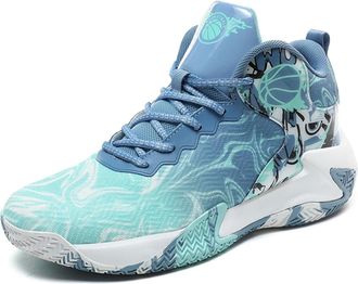 Generic Mens Plus Size Basketball Shoes High top Breathable Anti Slip Wear-Resistant Rebound Casual Sports Training Boots Walking Shoes(Moonlight,12.5 UK)