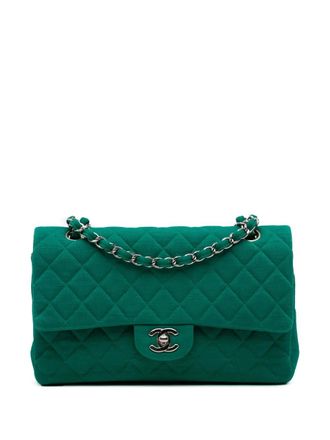 Chanel 2014 Medium Classic Jersey Double Flap shoulder bag - women - Cotton - One Size - Green