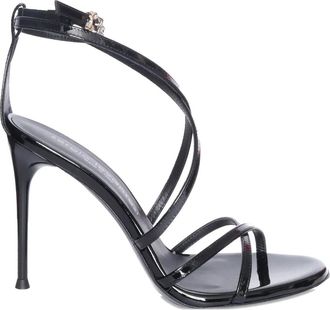 Sergio Levantesi 110 mm Rebel 5 lakleren sandalen met gekruiste bandjes - Zwart