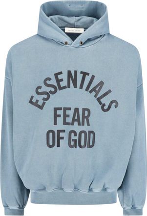 Fear of God Blue Cropped Arched Logo Hooded Sweatshirt