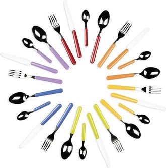 Trade Shop Trade Shop - Set Servizio 24 Pz Posate Fashion Per 6 Persone Acciaio Inossidabile Multicolore