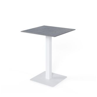 Koketto Home Mesa alta cuadrada tapa porcelanico gris y pata blanca