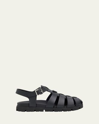 Prada Mens Soft Cage Rubber Fisherman Sandals