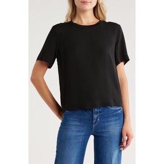 L'agence Suzette Flutter Sleeve Silk Blend T-Shirt in Black at Nordstrom Rack, Size Medium