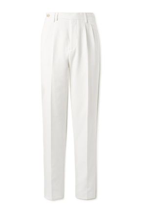 Brunello Cucinelli Straight-Leg Pleated Cotton-Crepe Trousers