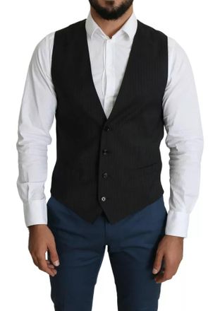 Dolce & Gabbana Black Men Formal STAFF Dress Waistcoat Mens Vest