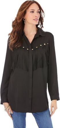 Roaman's Fringe Big Shirt in Black at Nordstrom, Size 28