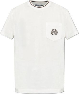 Dolce & Gabbana T-shirt met zak - Heren - T-shirts - Wit - 2XL - Katoen - Tops