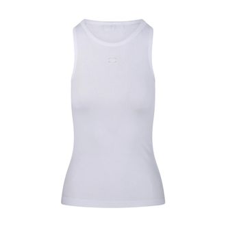 Ganni Tops, Dames, Wit, XS, Katoen, Soft Cotton Rib Tank Top