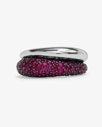 Melinda Maria Womens Norah Pav&eacute; Double Ring In Silver Ruby