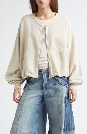 R13 Oversize Balloon Zip Crewneck Sweatshirt in Natural Off White at Nordstrom, Size Medium