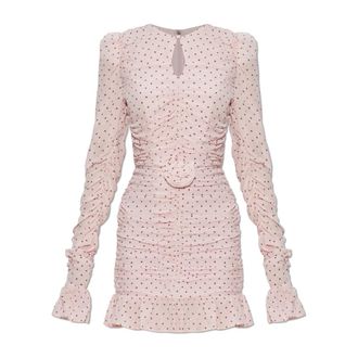 Rotate ROTATE Birger Christensen, Party Dresses, female, Pink, Size: L Dress with Decorative Belt