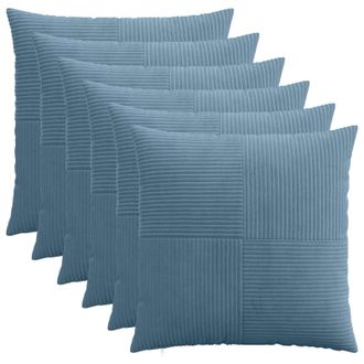 vidaXL Federa 6 Pcs Almelo Blu 65 X 65 Cm Corduroy Vidaxl