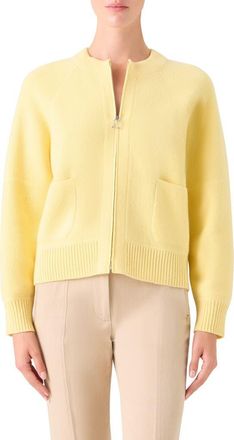 Akris Cashmere Piqu&eacute; Zip-Up Cardigan in Sun at Nordstrom, Size 12